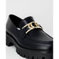 Guess Black Leather Flat Shoe