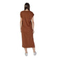 B.Young Brown Cotton Dress