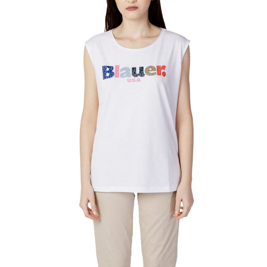 Blauer White Cotton Tops & T-Shirt