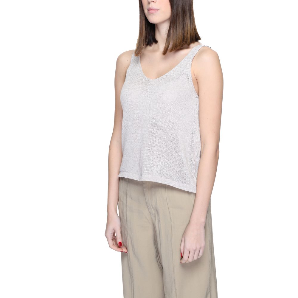 Jacqueline De Yong Beige Recycled Cotton Tops & T-Shirt