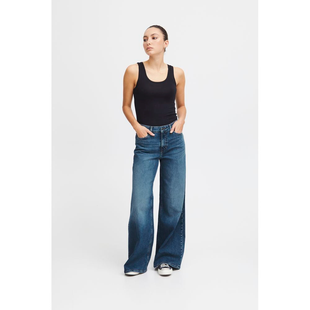 ICHI Blue Cotton Jeans & Pant