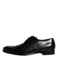 Dolce & Gabbana Black Leather Lace Up Men Derby Formal Shoes