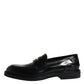 Dolce & Gabbana Black Leather Mocassin Formal Dress Shoes