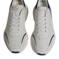 Dolce & Gabbana White Blue DAYMASTER Leather Sneakers Shoes