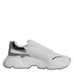 Dolce & Gabbana White Silver DAYMASTER Leather Sneakers Shoes