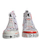 Dolce & Gabbana White Cotton Graffiti High Top Sneaker Shoes