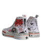 Dolce & Gabbana White Cotton Graffiti High Top Sneaker Shoes