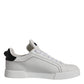 Dolce & Gabbana White Black Leather Low Top Men Sneakers Shoes