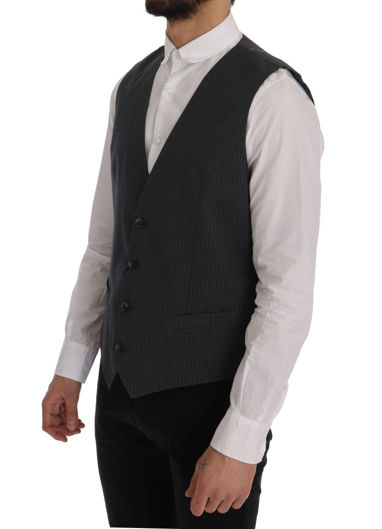 Dolce & Gabbana Elegant Gray Striped Waistcoat Vest