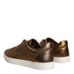 Dolce & Gabbana Gold Leather Logo London Men Sneaker Shoes