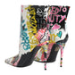 Dolce & Gabbana Multicolor Graffiti Keira Mid Calf Boots Shoes