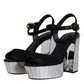 Dolce & Gabbana Black Mirror Heels Platform Sandals Shoes