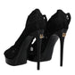 Dolce & Gabbana Black Stretch Taormina Lace Boots Shoes