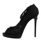 Dolce & Gabbana Black Stretch Taormina Lace Boots Shoes