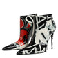 Dolce & Gabbana Multicolor Graffiti Ankle Boots Heels Shoes