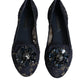 Dolce & Gabbana Blue Taormina Lace Crystals Flats Shoes