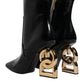 Dolce & Gabbana Black Jackie Leather Mid Calf Boots Shoes