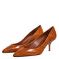 Dolce & Gabbana Brown Leather Kitten Heels Pumps Shoes