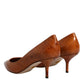 Dolce & Gabbana Brown Leather Kitten Heels Pumps Shoes