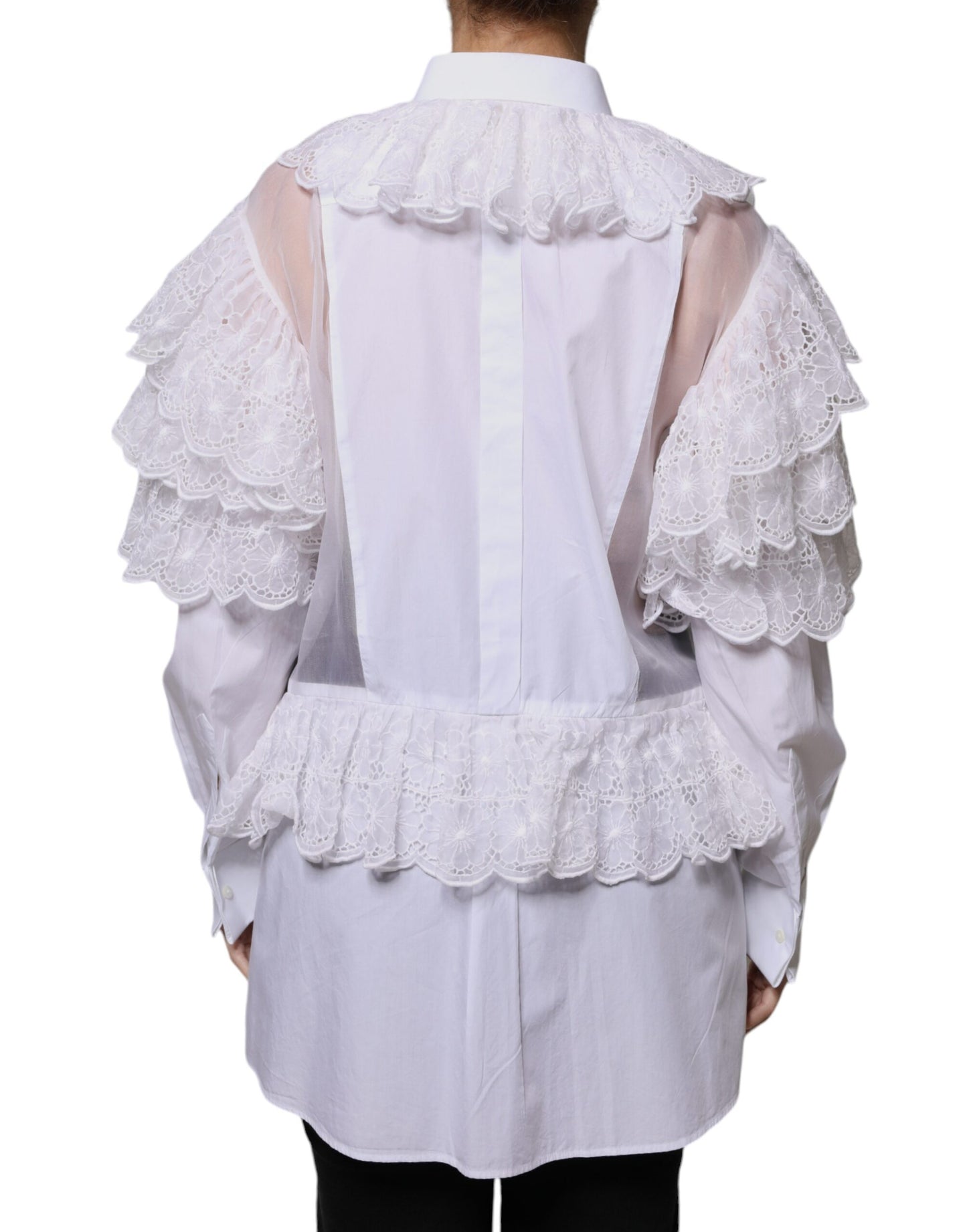 Dolce & Gabbana White Cotton Poplin Shirt Dress Blouse Top