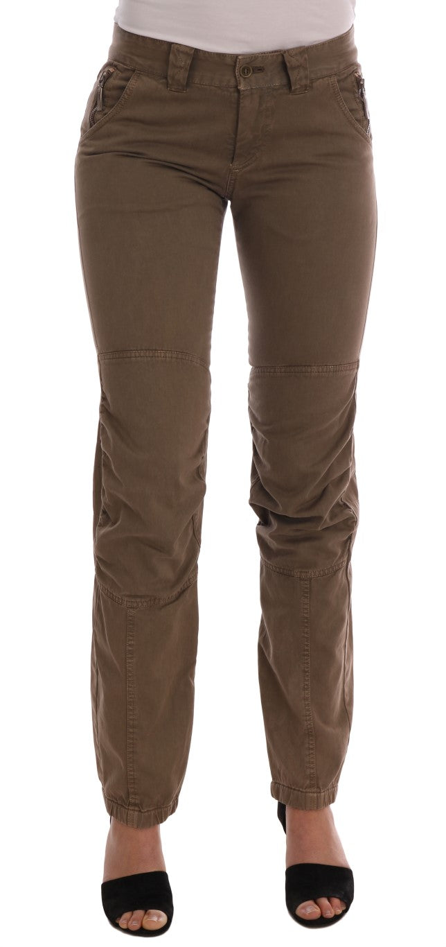 Chic Brown Casual Cotton Pants - SEHABRANDS