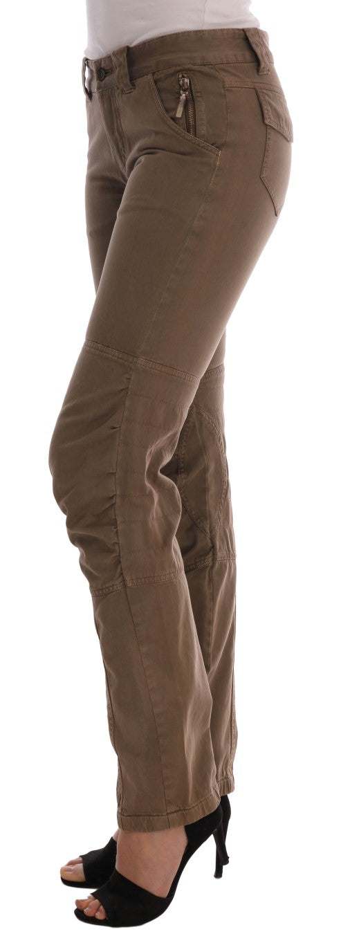 Chic Brown Casual Cotton Pants - SEHABRANDS