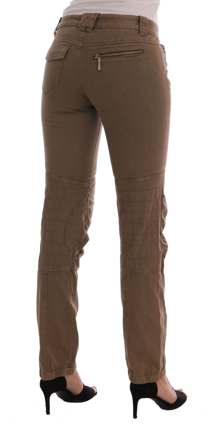 Chic Brown Casual Cotton Pants - SEHABRANDS