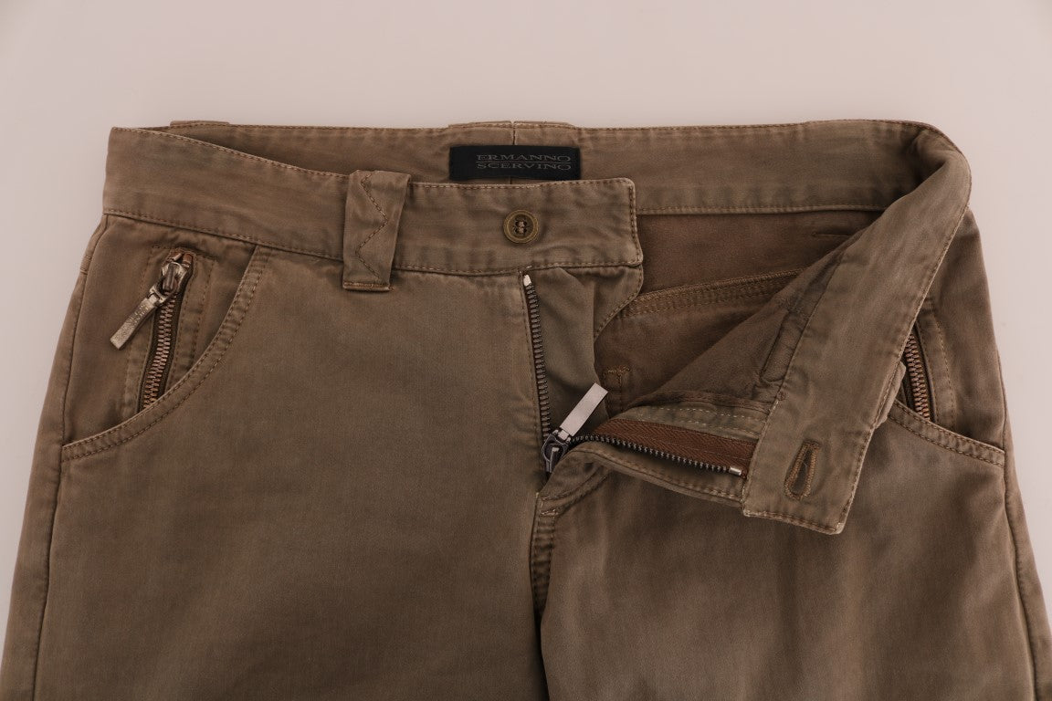 Chic Brown Casual Cotton Pants - SEHABRANDS