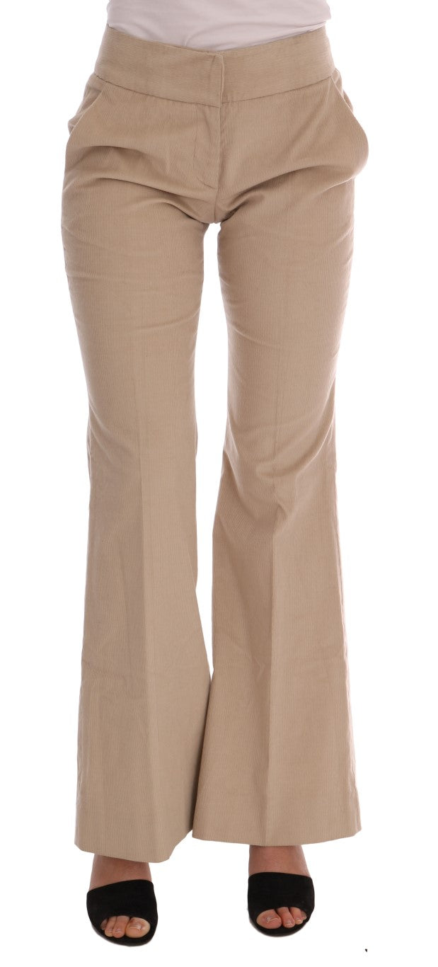 Chic Beige Bootcut Flared Pants - SEHABRANDS