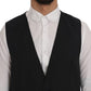 Dolce & Gabbana Elegant Gray Striped Wool Blend Vest