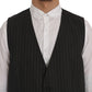 Dolce & Gabbana Elegant Striped Gray Wool Blend Waistcoat Vest