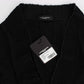 Elegant Black Merino Wool Cardigan - SEHABRANDS