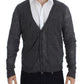 Elegant Gray Wool Blend Cardigan Sweater - SEHABRANDS