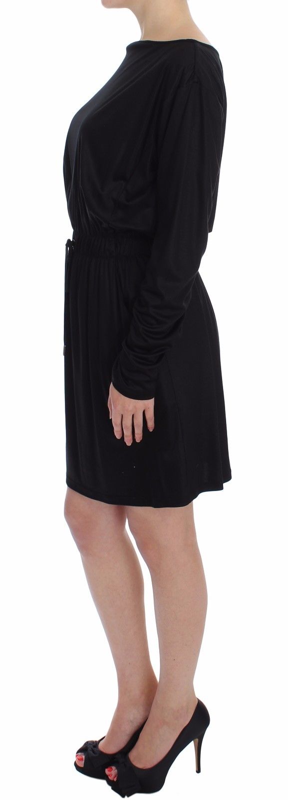 Elegant Black Silk Blend Shift Dress - SEHABRANDS