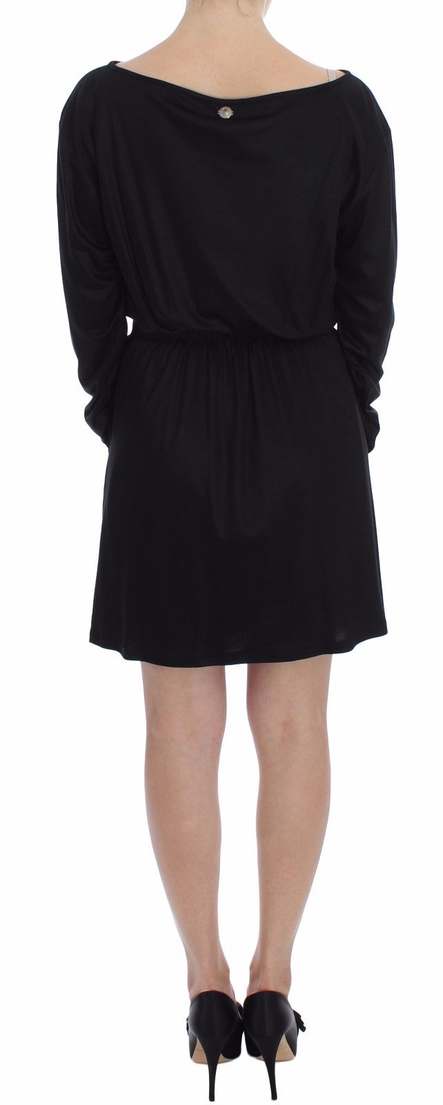 Elegant Black Silk Blend Shift Dress - SEHABRANDS