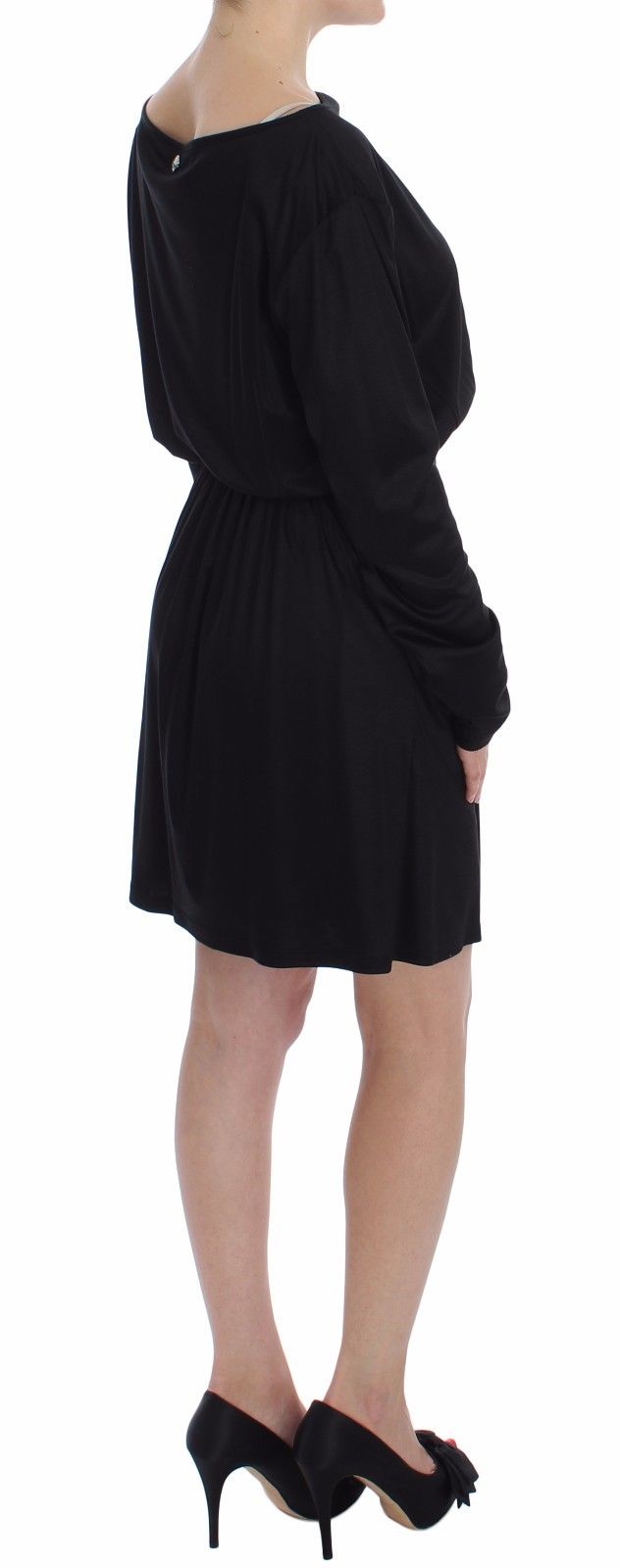 Elegant Black Silk Blend Shift Dress - SEHABRANDS