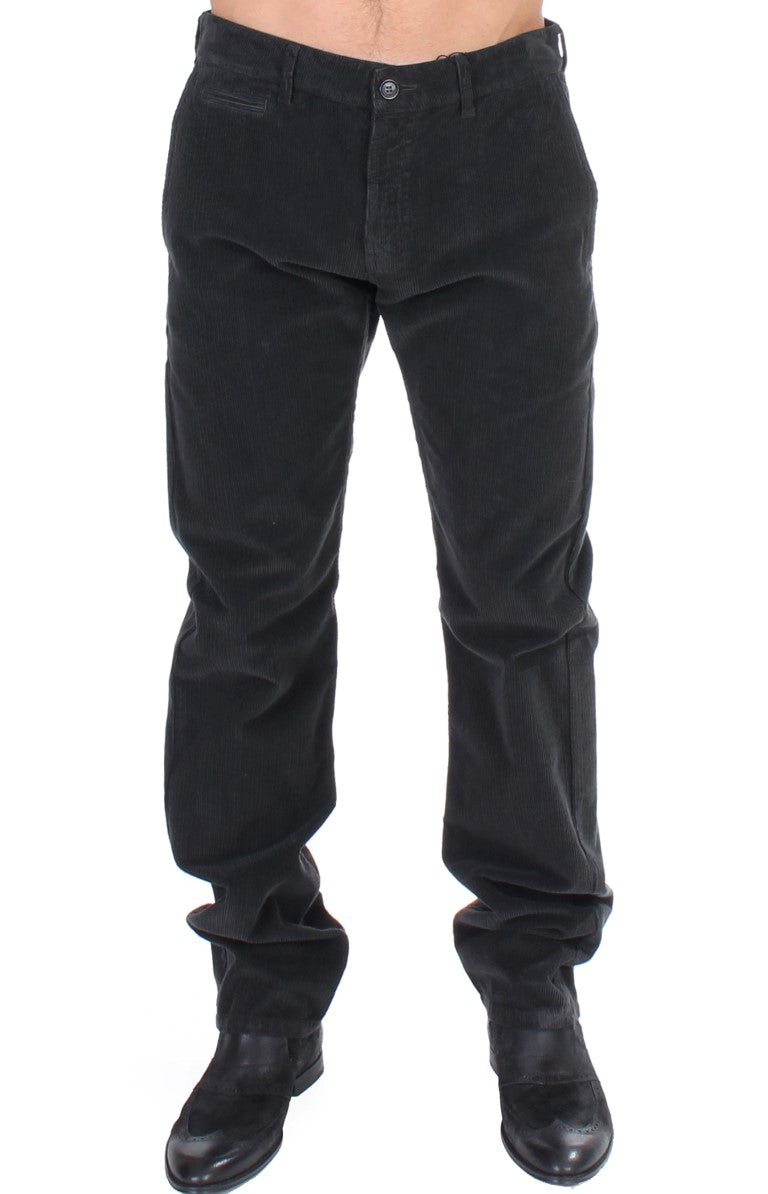 Elegant Black Cotton Corduroy Pants - SEHABRANDS