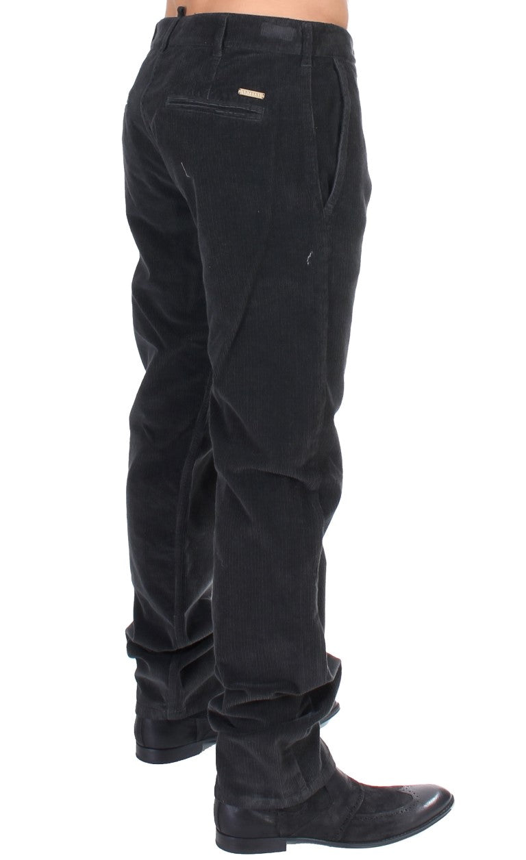 Elegant Black Cotton Corduroy Pants - SEHABRANDS