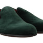 Dolce & Gabbana Elegant Green Suede Slip-On Loafers