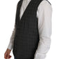 Dolce & Gabbana Elegant Checkered Wool Vest for the Urbane Man