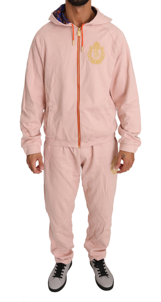 Elegant Pink Cotton Sweatsuit Luxury Comfort - SEHABRANDS