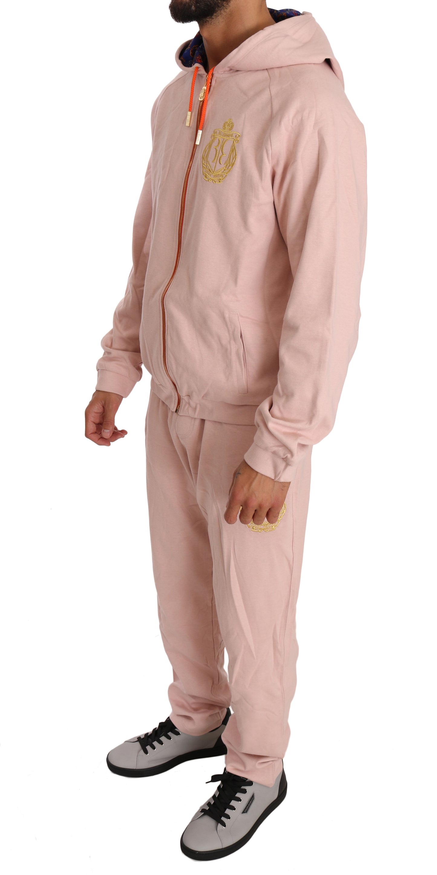 Elegant Pink Cotton Sweatsuit Luxury Comfort - SEHABRANDS