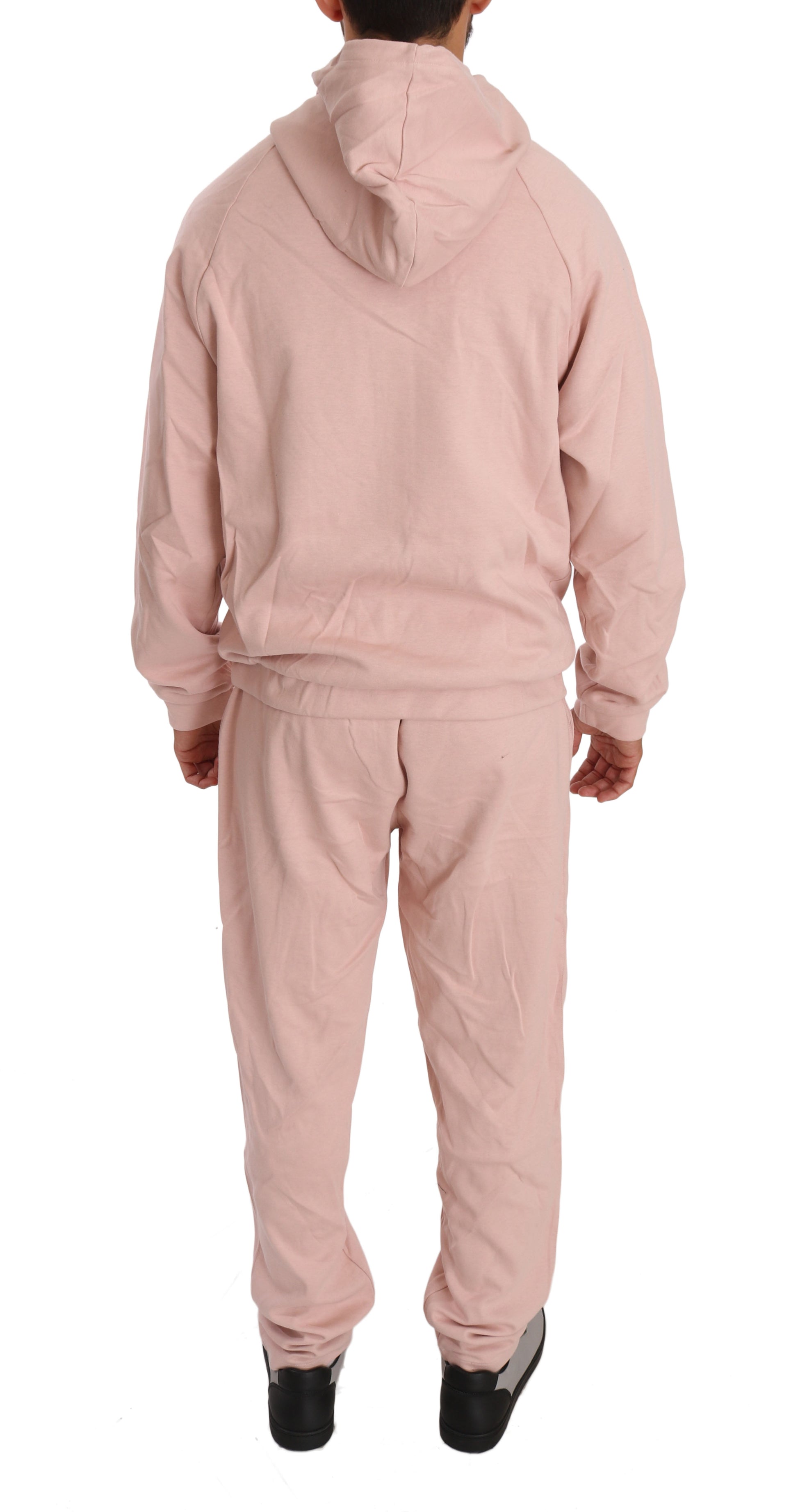 Elegant Pink Cotton Sweatsuit Luxury Comfort - SEHABRANDS