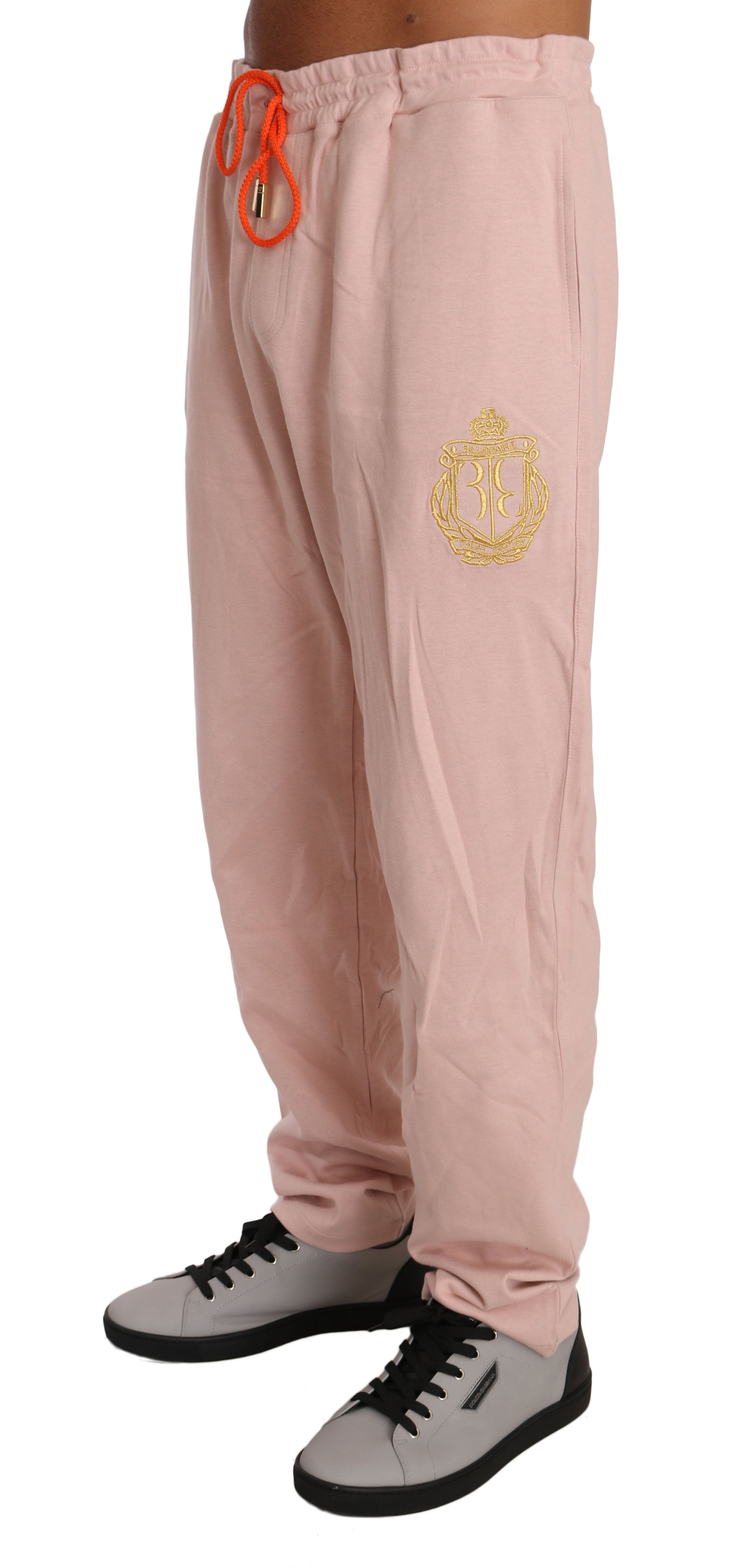 Elegant Pink Cotton Sweatsuit Luxury Comfort - SEHABRANDS