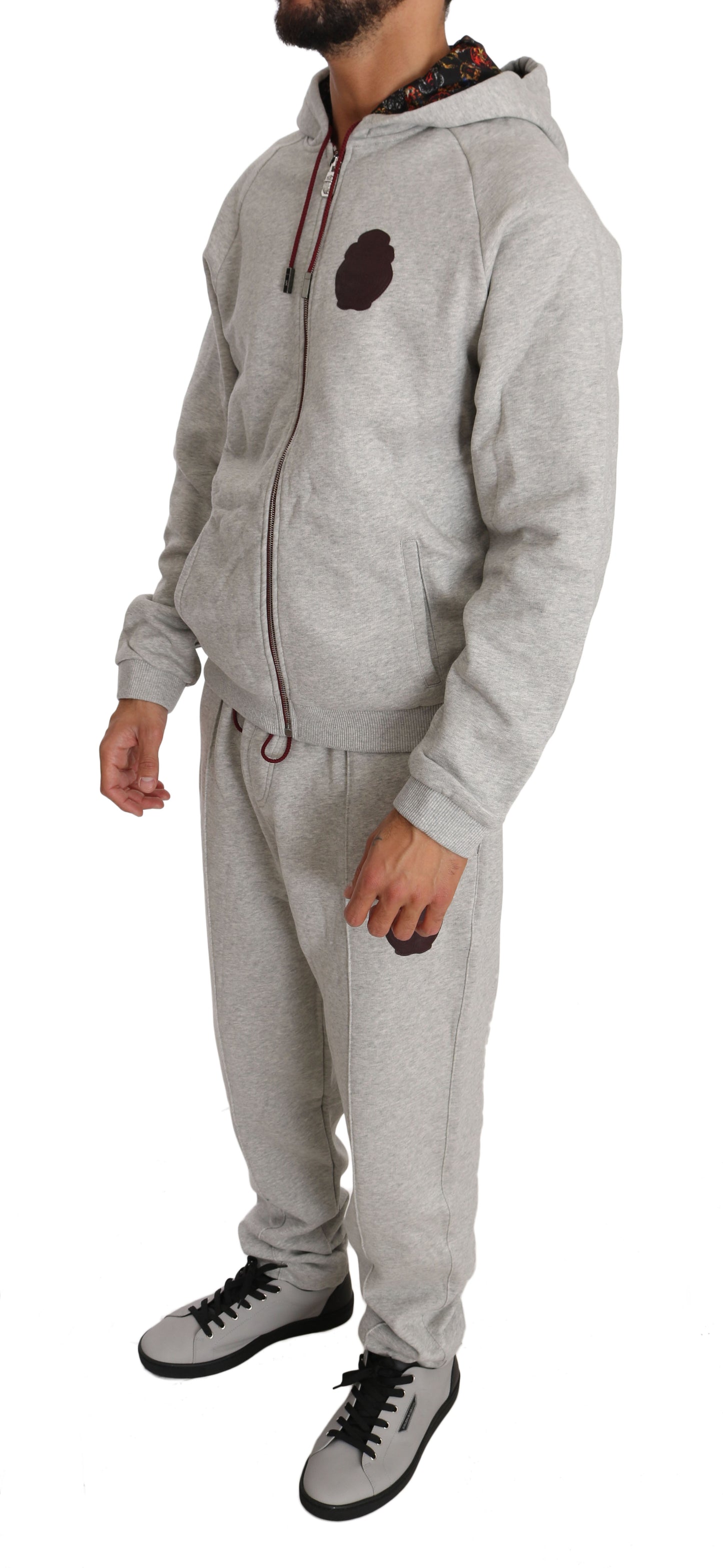 Elegant Gray Hooded Sweatsuit Ensemble - SEHABRANDS