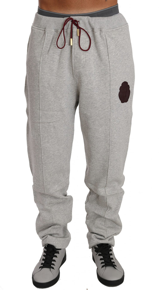 Elegant Gray Cotton Sweatsuit Ensemble - SEHABRANDS