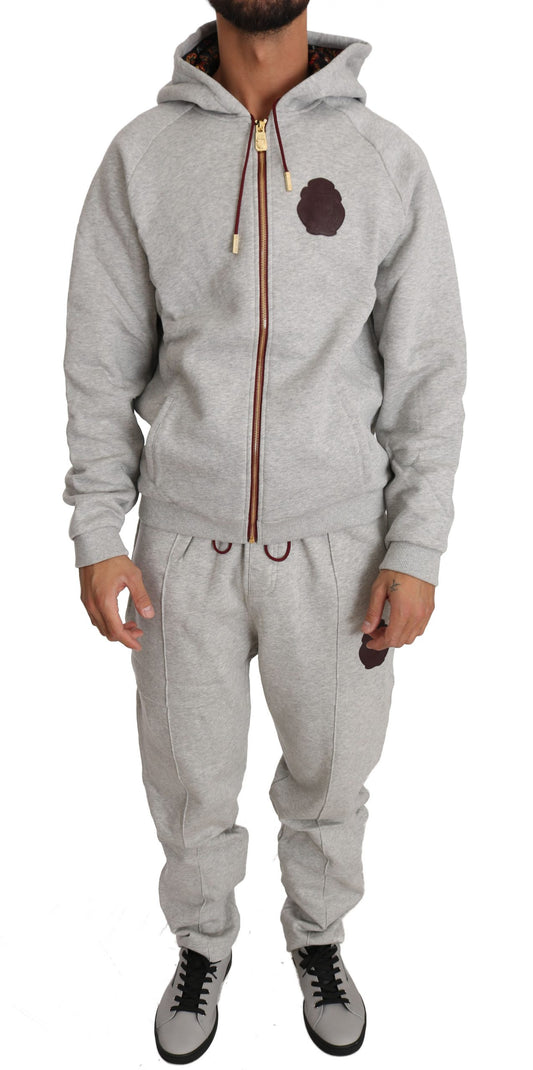 Elegant Gray Cotton Sweatsuit Ensemble - SEHABRANDS