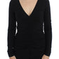 Elegant V-Neck Black Viscose Blend Sweater - SEHABRANDS