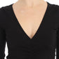 Elegant V-Neck Black Viscose Blend Sweater - SEHABRANDS