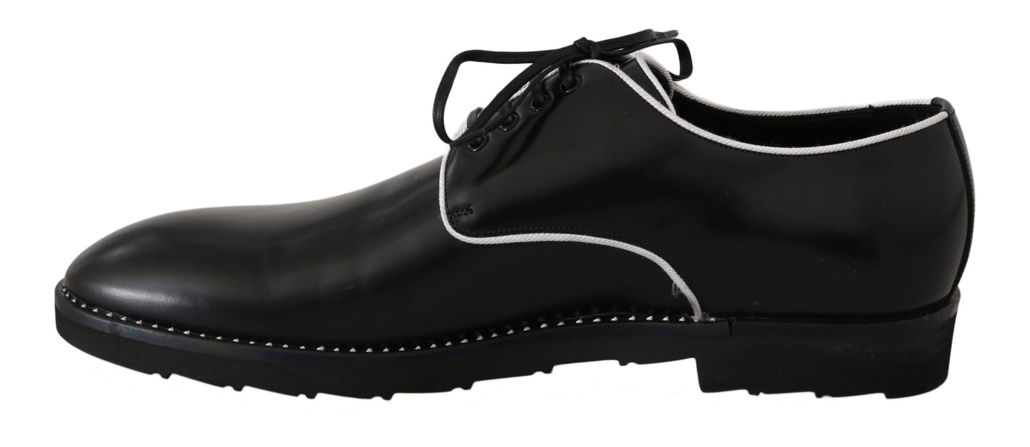 Dolce & Gabbana Elegant Black Leather Derby Dress Shoes